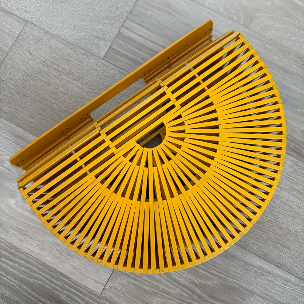 Yellow Bamboo Half-Moon Handbag